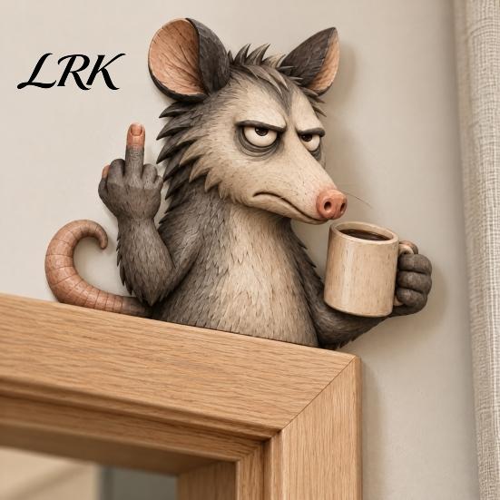 Holiday Door Frame Sign Middle Finger Animal Corner Sign, Funny Wooden Durable Wood Ornaments Decoration, Wall Hanging Ornament for Festive