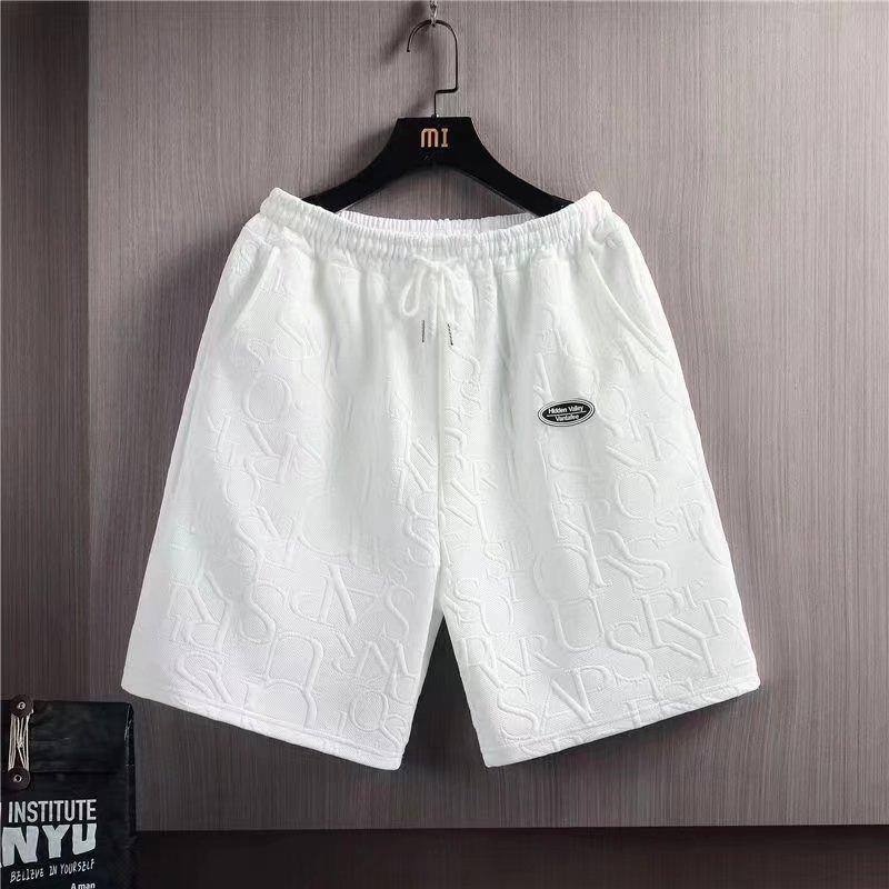 Summer Men's  Suit Casual Solid Color Waffle T-Shirt and Shorts Set