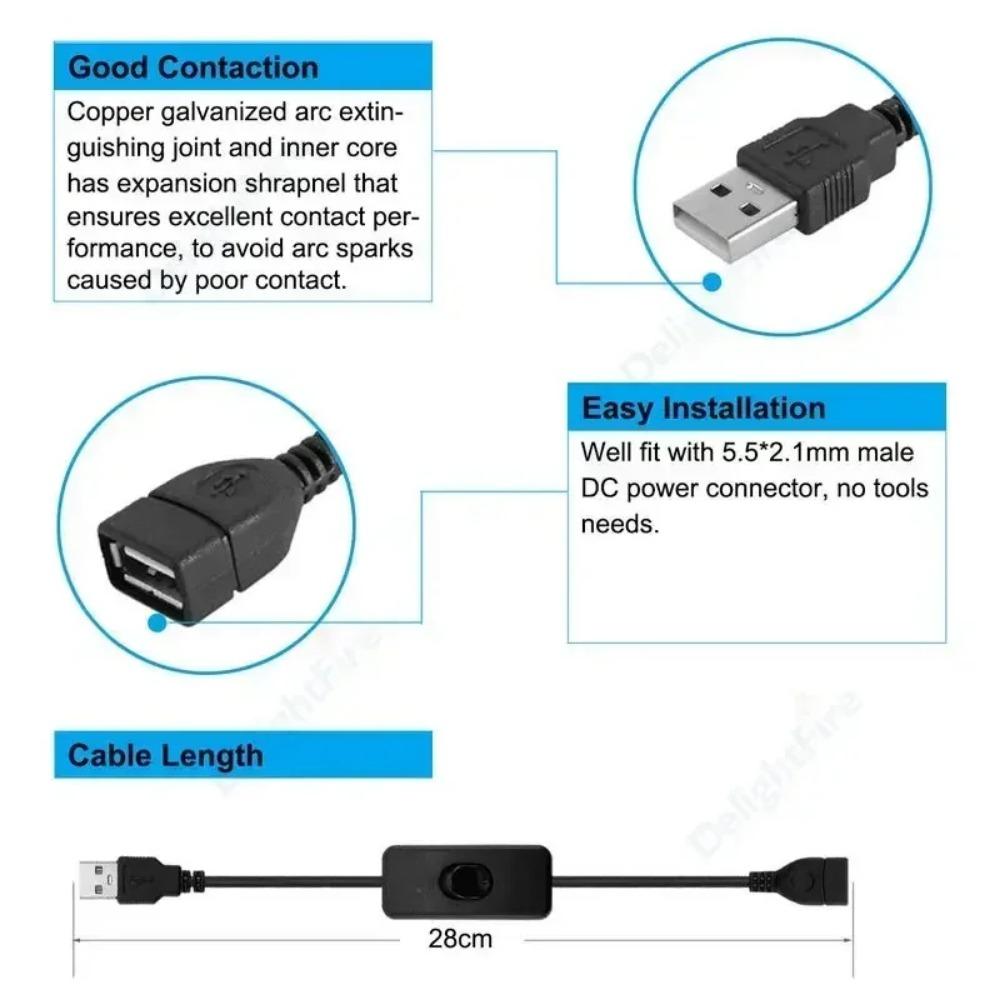Knoflík LED Dimmer Switch DC 5V USB prodlužovací kabel samice-zámek s otočným ovladačem ON OFF Bílá Černá pro LED pásy Světla