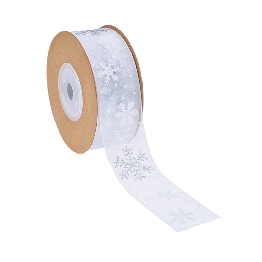 Christmas Polyester Ribbon Festive Decoration Snowflake Ribbon Seasonal Ribbon for Gift Wrapping and Tree Decoration