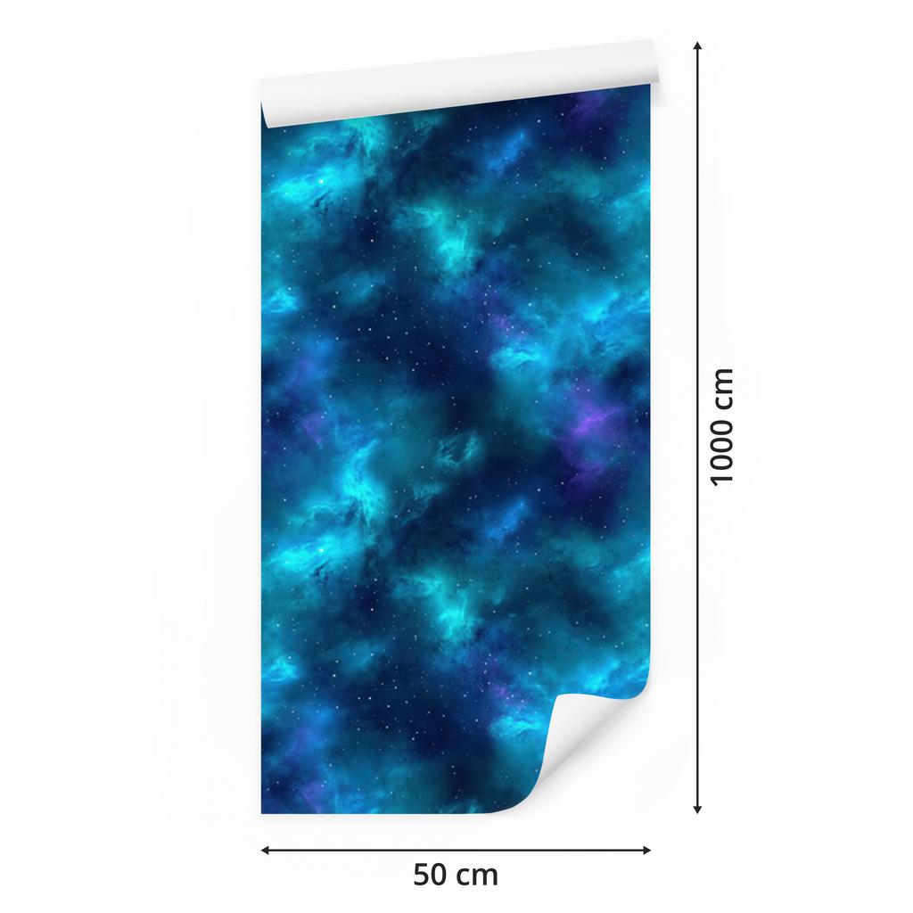 Watercolor Galaxy Wallpaper In Blue, Navy Blue, Turquoise and Azure 50x1000