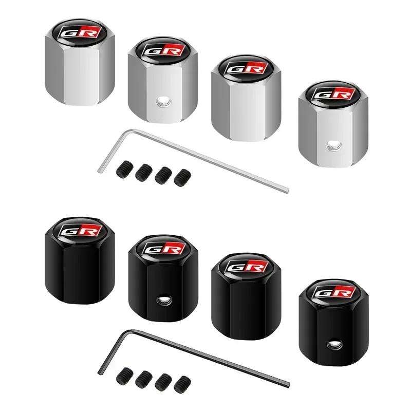 CKO1 Alloy Anti-Theft Tire Valve Caps Car Wheel Stem Rim Caps Covers For Toyota GR Sport Yaris Corolla Hilux Supra C-HR Accessories