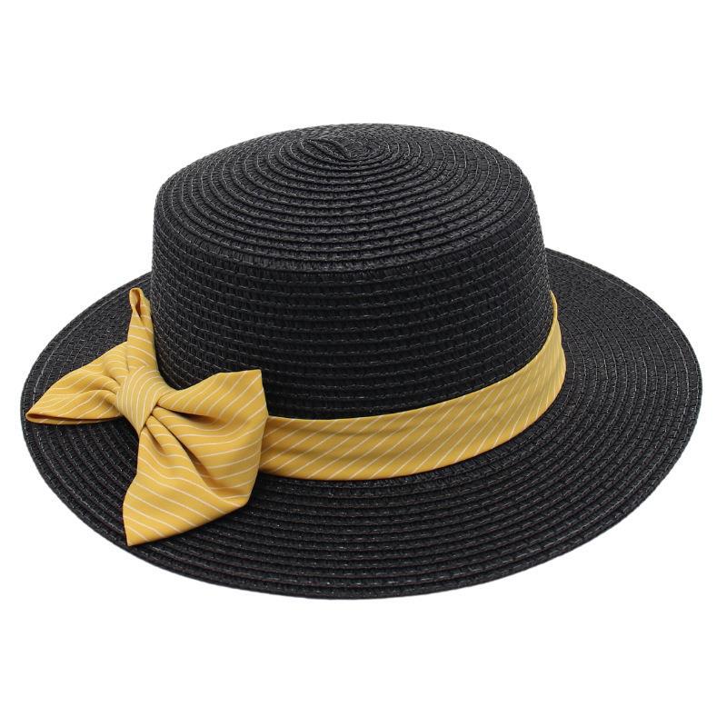 Straw Hat Female Sun Hat Bow Straw Hat French Mom Hat Beach Hat Seaside Ins Wind
