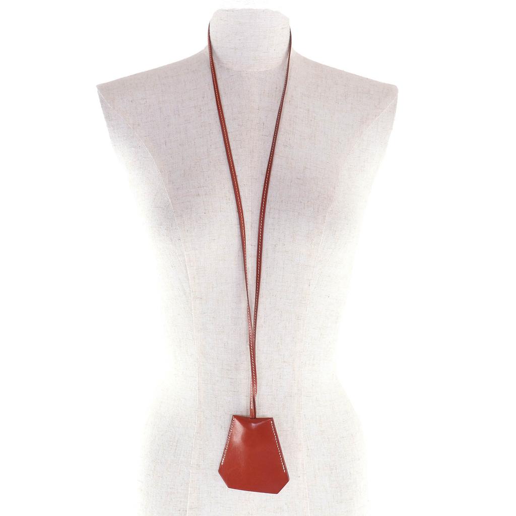 HERMES Necklace Margiela-era Clochette Brown leather Used