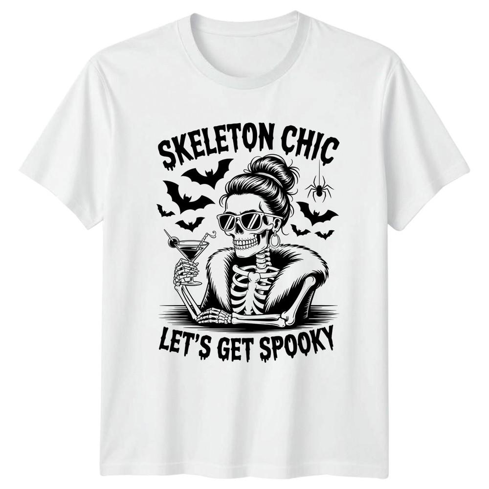 Skeleton Chic Lets Get Spooky Unisexs TShirt Halloween Gift For Her S