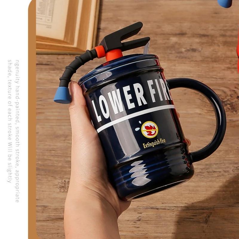480ML Funny Fire Extinguisher Mug Office Living Room Outdoor Personality Tea Cup Male Female Student Couple Ceramic Cup