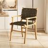 Nordic Wooden Rattan Lightweight Luxury Balcony Chair Rope-Woven Lazy Recliner Stylish Saddle Backrest Seat