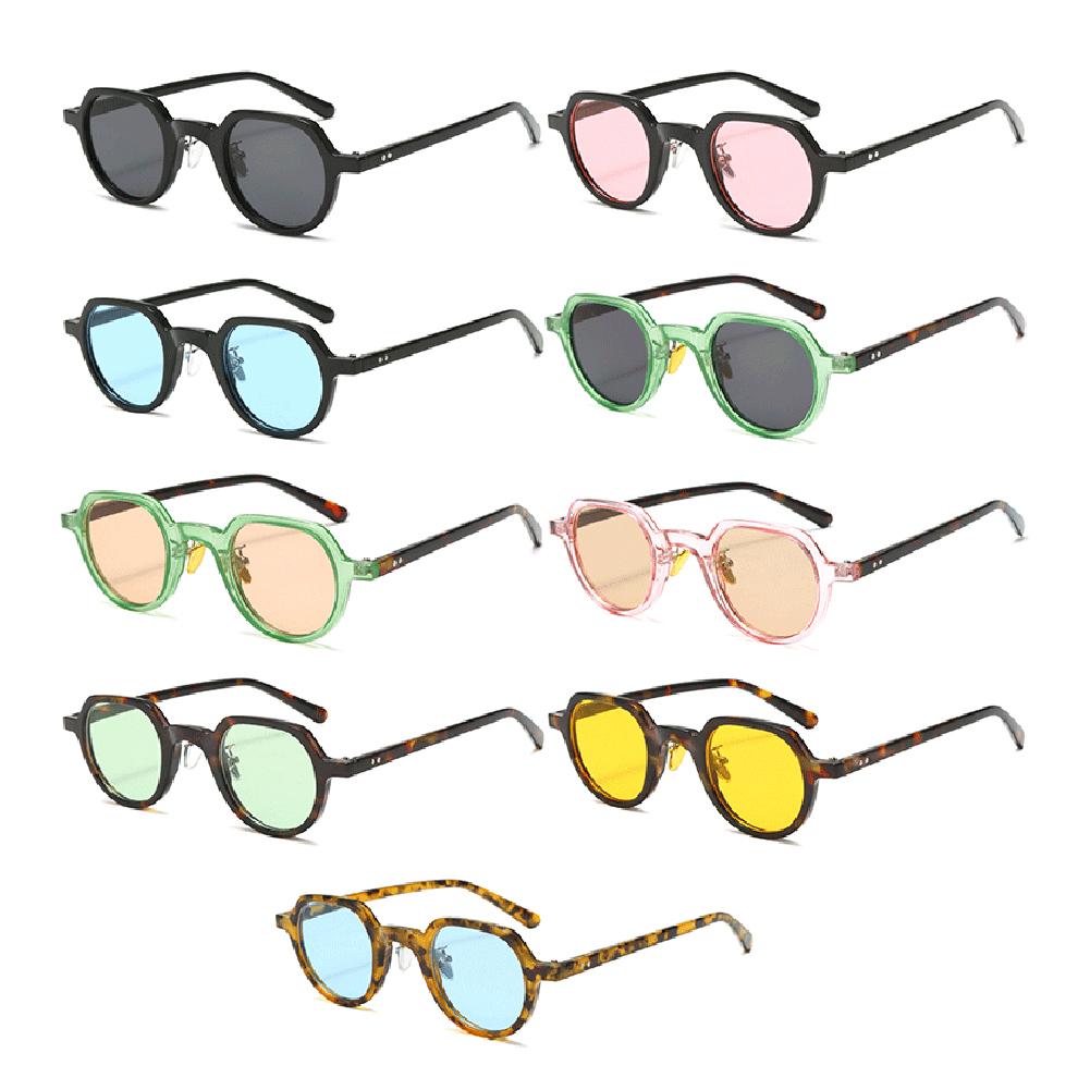 New Fashion Round Sunglasses Women Ocean Lens Leopard Blue Eyewear Men Trending Rivets Punk Sun Glasses