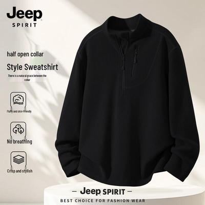 JEEP SPIRIT Men's 2025 Autumn/Winter Half-Zip Loose Fit Sweatshirt