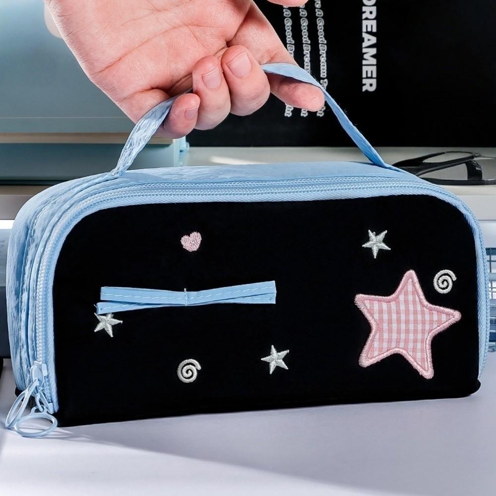 Pencil Pouch Y2k Star Pencil Case Bow Starfish Love Heart Cloth Stationery Bag  School Supplies