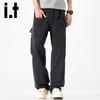 Izzue It Jeans Masculinos Soltos de Corte Reto com Pintura Salpicada