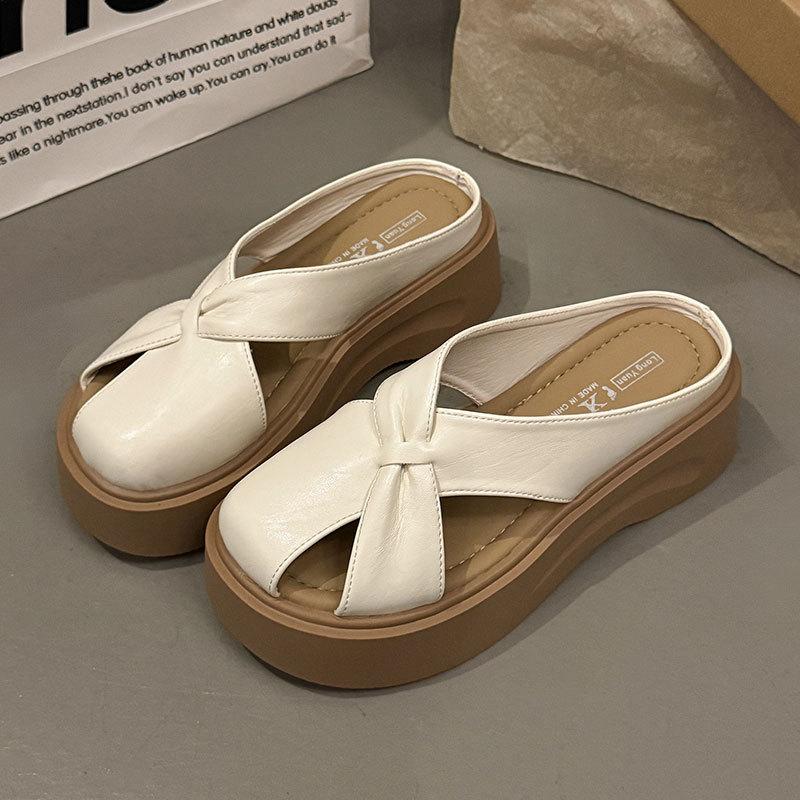 Thick-soled JX heightened bag head half slippers women's summer outer wear new design sense fashion sandals