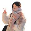 Pink Plaid Scarf for Women in Winter High End Warm Korean Style  Student  Versatile  Couple  White Scarf  Trendy