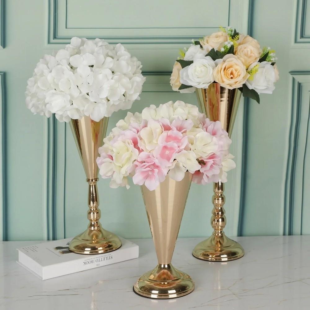 Golden Silver Metal Vases European Style Centerpiece Vases Candle Holder  Home Wedding Decor