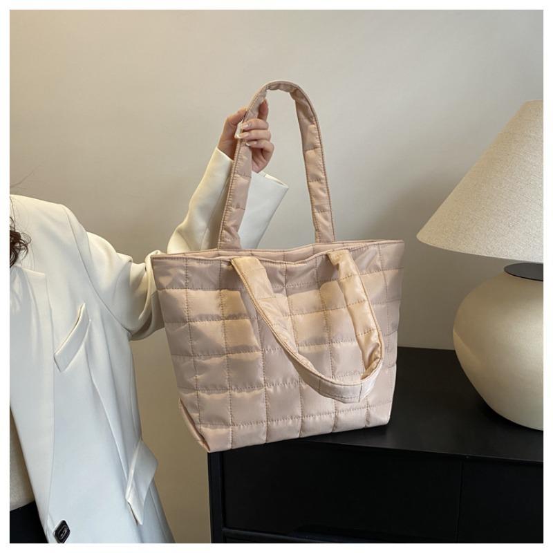 Large Capacity Solid Color Simple Versatile Women Single Shoulder Commuter Tote Bag