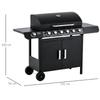 Gas Grill with 7 Burners, Incl. Thermometer, BBQ Grill, Mobile Grill, Black