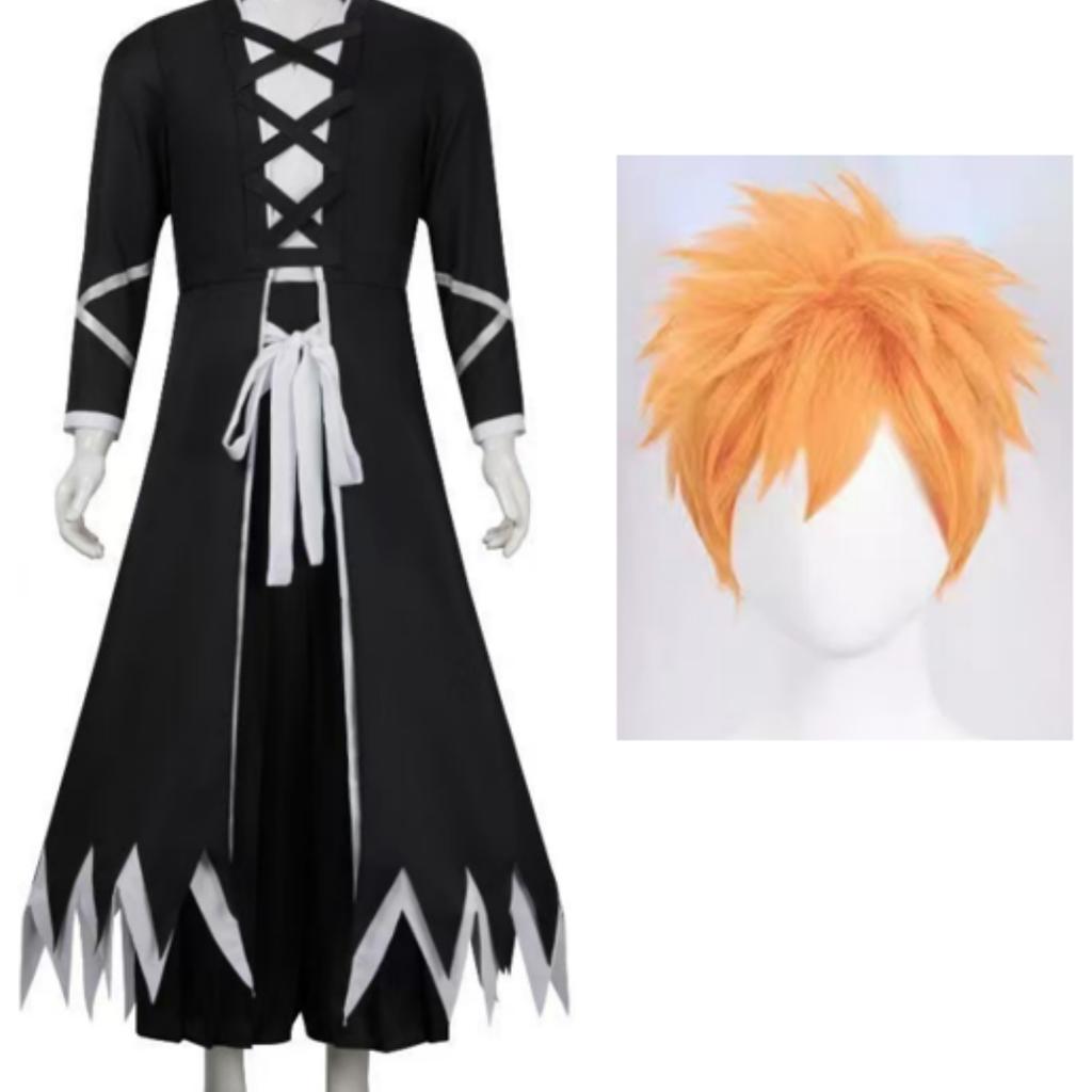 Anime BLEACH Kurosaki Ichigo Cosplay Kostým Japonská Manga Cosplay Černobílý Oblek Halloween Uniforma pro Hraní Rolí pro Muže