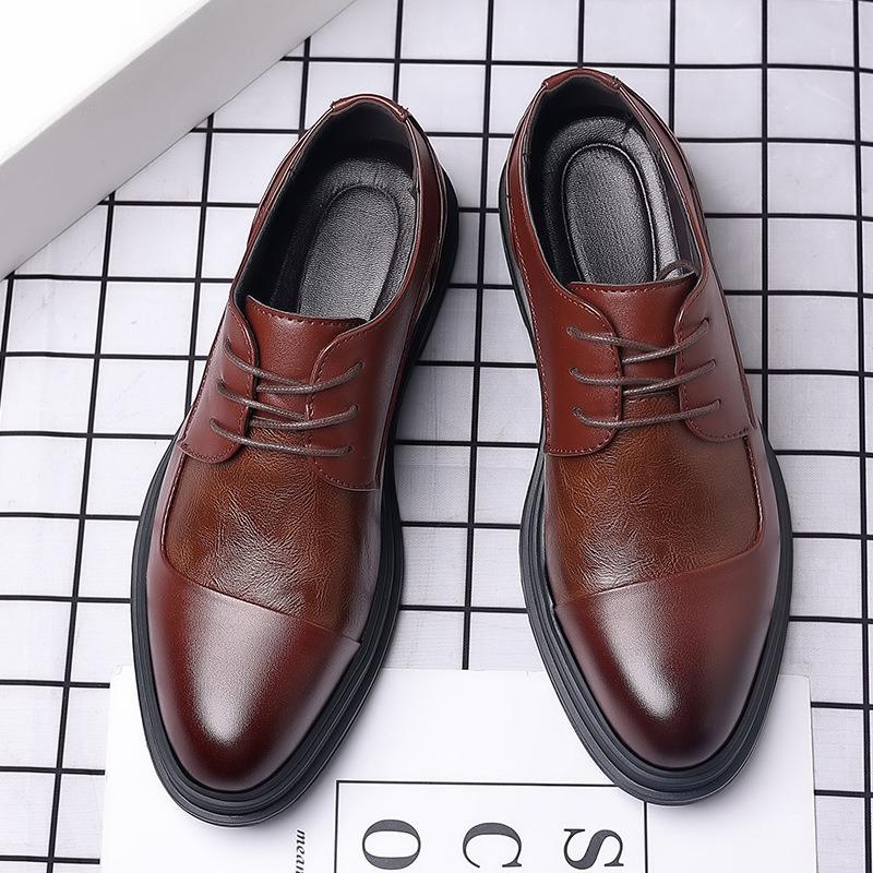 Mens Luxury Dress Leather Shoes Elegant Slip On Casual Oxford Shoes Moccasin Pointed Toe Male Footwear Autumn