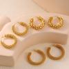 European & American Round C-Shaped 18k Gold-Plated Titanium Steel Sequined Earrings - Non-fading Fashion Hoops