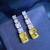 2026 European and American Fashion Simulation Zircon Long Earrings with A High-end Feel, Geometric Quadrilateral Zircon