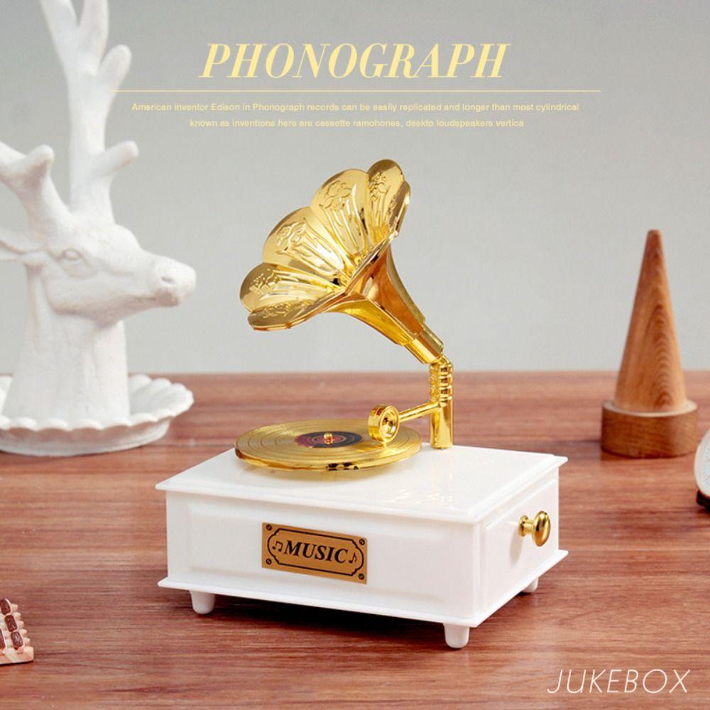 Boîte à Musique Phonographe Rétro Vintage - Décoration De Table Avec Mécanisme à Remontage