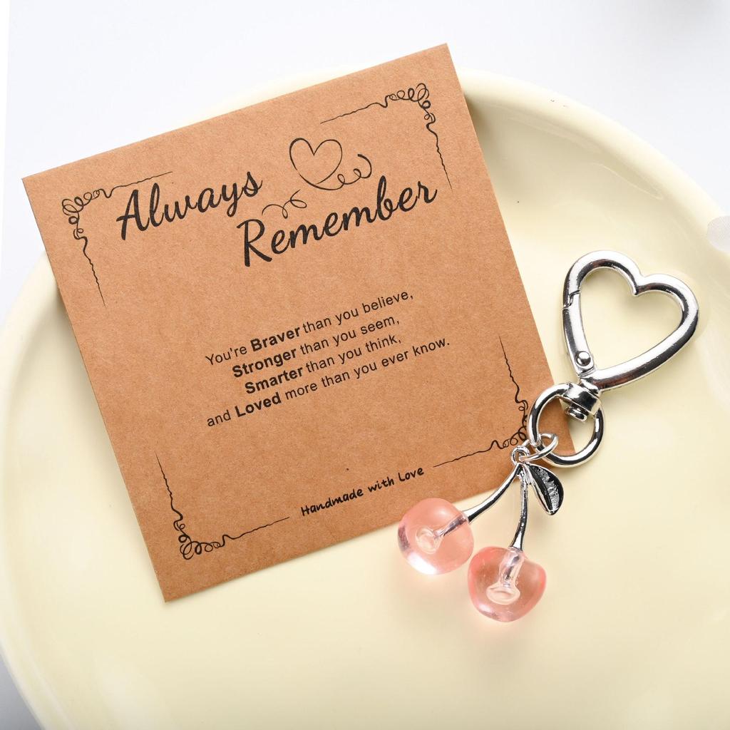 Cross-Border Inspirational Cherry Heart Keychain