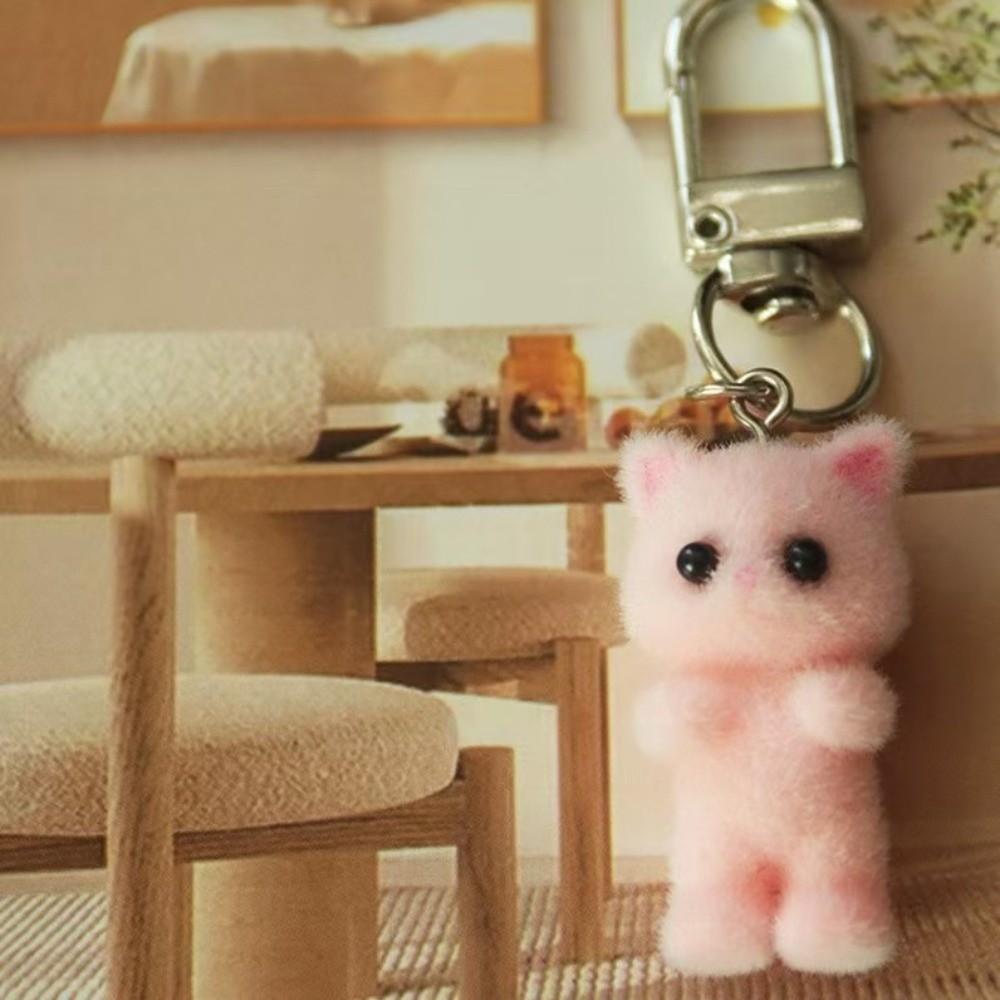 Bag Hanging Cat Keychain Creative Car Key Ring Handmade Plush Cat Pendant  Gifts