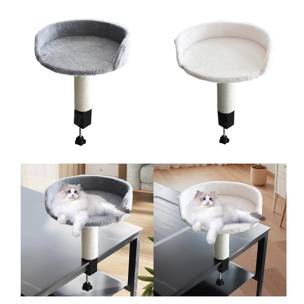 Desktop Cat Bed Round Hammock Easy Assembly Space Saving Soft Elevated Cat Perch for Indoor Cats for Computer Desk Side Table