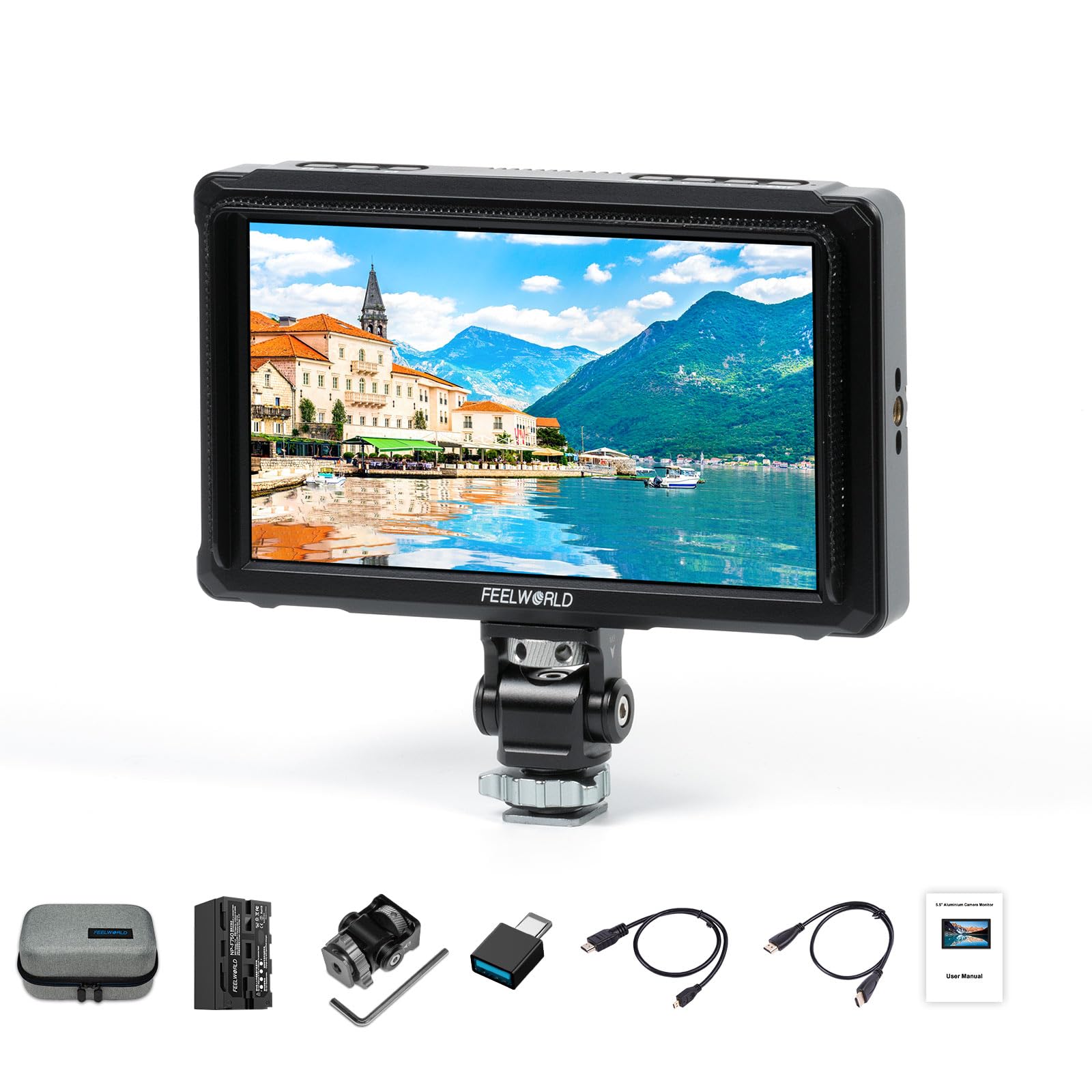 

FEELWORLD FW568PRO 1200 нит Высокая яркость 1920x1080 Полевой монитор для DSLR камеры с 3D LUT, Focus Peaking, Полная осциллограмма, 4K HDMI Видео полевой монитор
