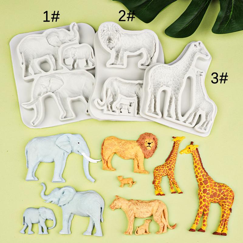 3D Jungle Animals Giraffe/Lion/Elephant Silicone Mold Fondant Chocolate Mould Cake Decorating Tools DIY Clay Bakeware Model