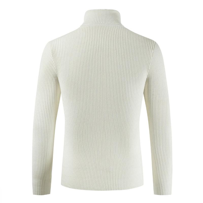 Autumn and Winter Men's High Neck Sweater Korean Version Slim Fit Youth Solid Color Pullover Bottom Knitted Jersey