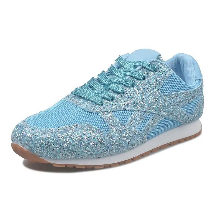 Women Sneakers Shining Glitter Autumn Flats Plus Size 43 Mesh Breathable Ladies Tenis Trainers Shoes Feminino Platform Shoes