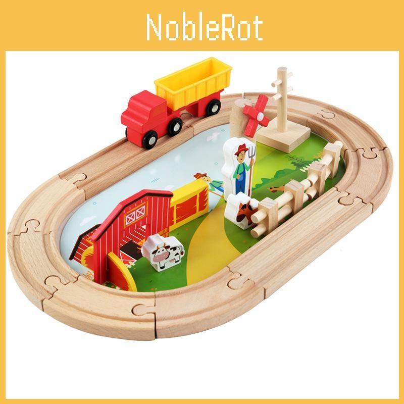 Wooden Farm Track Scene Building Blocks Children Toy Set For Giving Gift