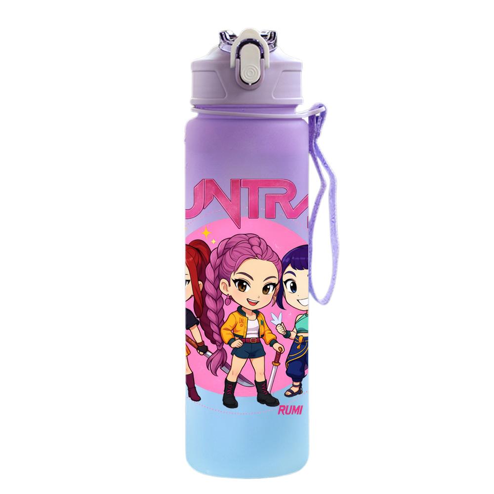 750Ml Water Bottle Cartoon K-Pop Demon Hunters Printed Large Capacity Drinking Cup Portable Outdoor Sports Water Cup Children Kid Gift