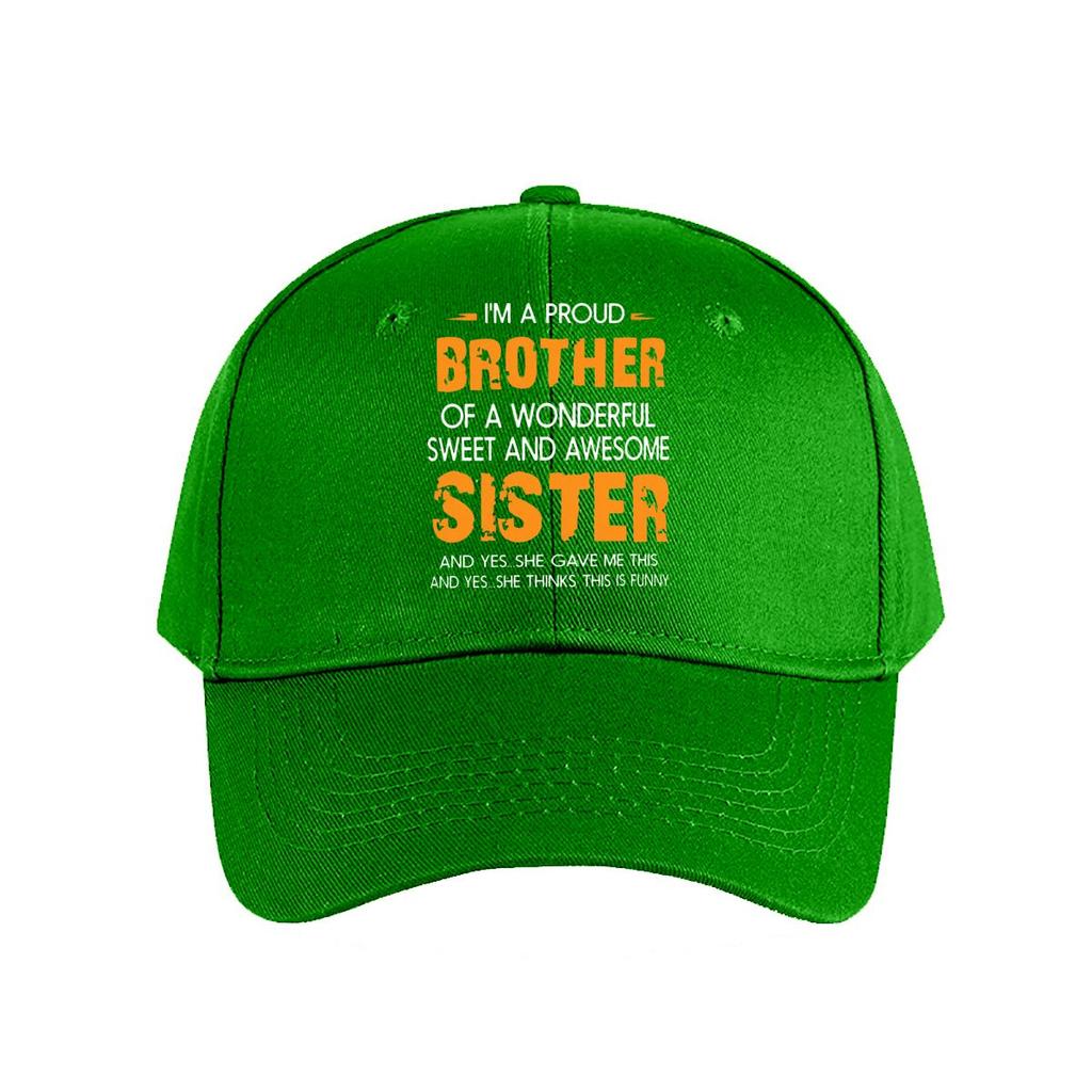 Brother Sister Bold Orange Typography Graphic Baseball Cap Fashion Unisex Sunhat Womens Outdoor Sports