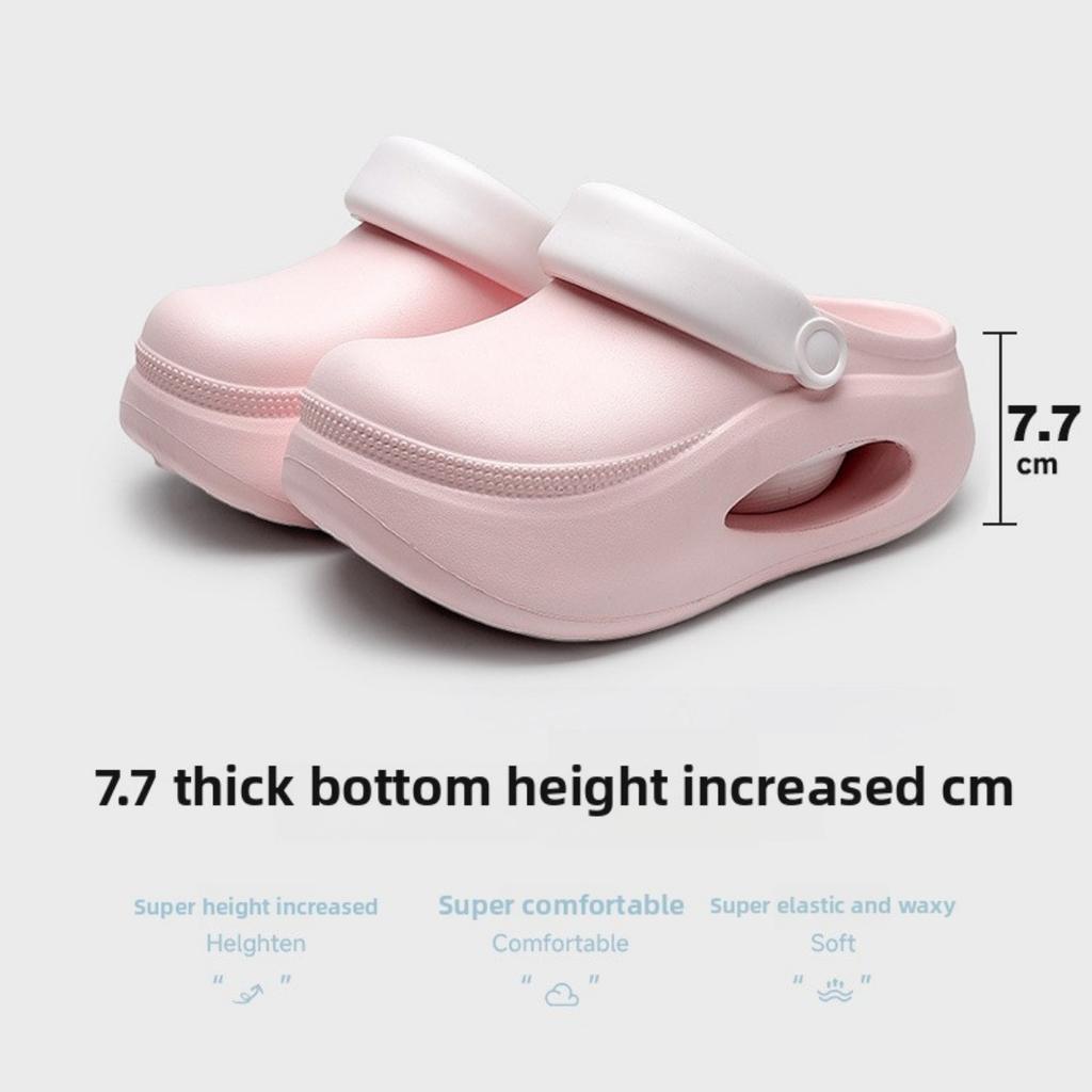 7,7 cm tjocka sulor höjdökande hålskor för kvinnor, halkfria tjocka EVA-tofflor för utomhusbruk, andningsbara på sommaren