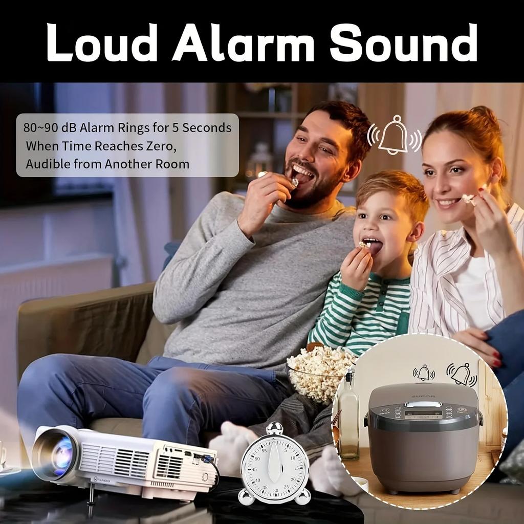 Visible Mechanical Timer, 60-Minute Countdown Clock, Time Manager for Kitchen Baking and Classroom Use – No Power Required