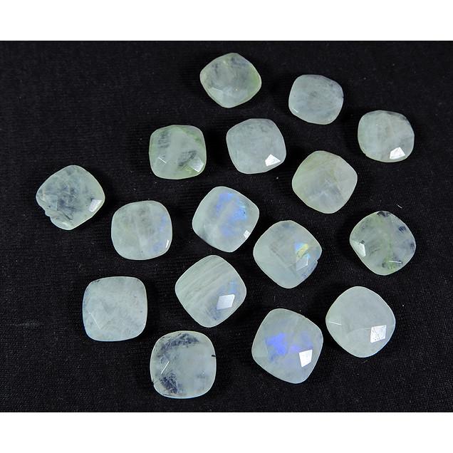 12X12MM Natural Rainbow Moonstone briolette cut Rectangular Gems 16Pcs Lot RML-576