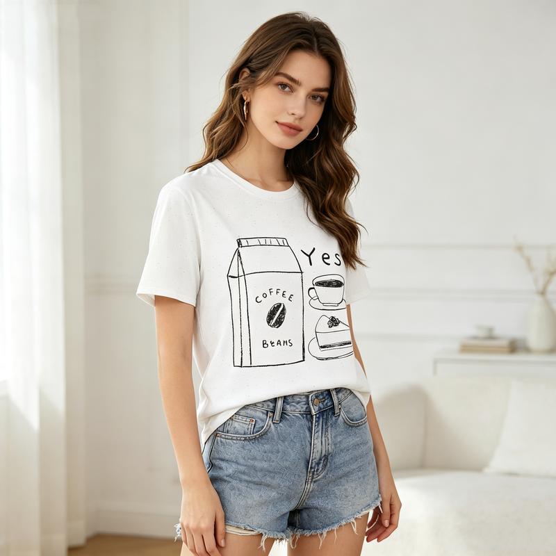 Coffee Beans Sketch Graphic T Shirt Unisex Unisex Crew Neck Short Sleeve Coffee Lover Casual Summer Tops Y2k Top Oversized T Shirt
