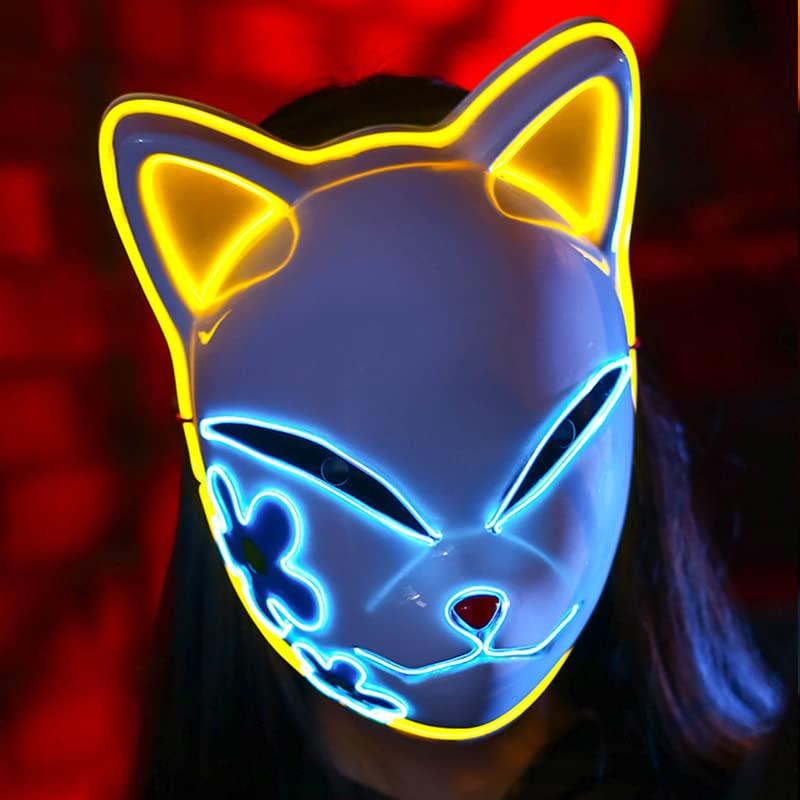 Mask Cosplay Mask Demon Slayer Mask Luminous Mask Luminous Mask Fox Mask Event Festival Costume Cosplay [Abuqino] (True Fox)