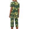 Women's Two-Piece Outfit Set with Christmas Print Short Sleeve Top and Pants
