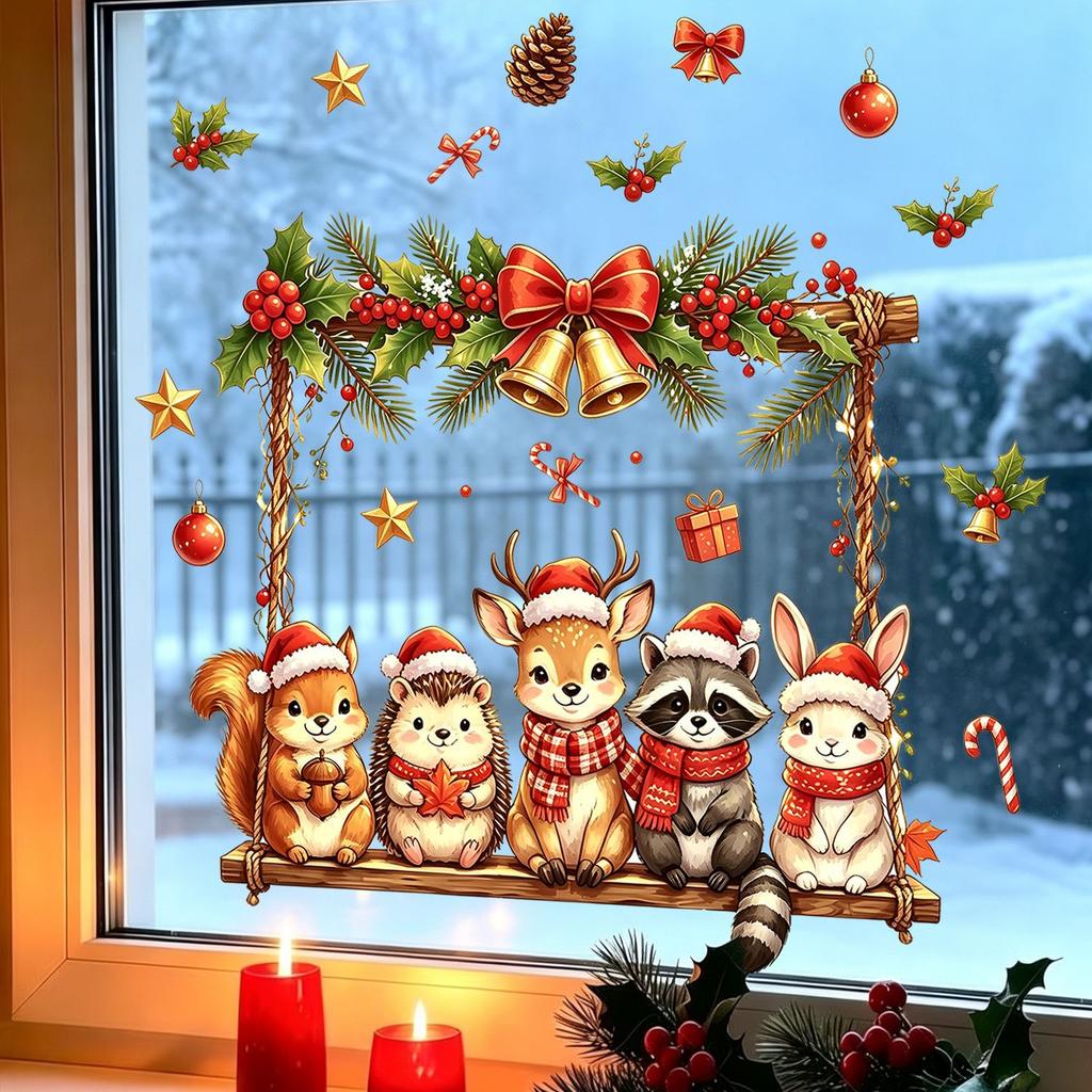 Adorable Pet Swing Static Electricity Window Sticker for Non-toxic Glass Windows of Living Room Windows