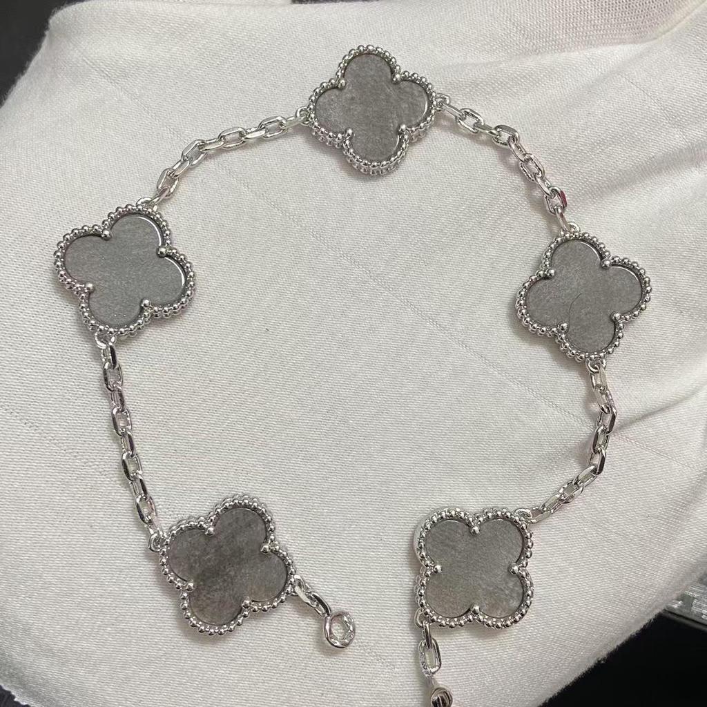 Nuova Versione Bracciale Quadrifoglio Cinque Fiori Agata Rossa Naturale Madreperla Bianca Bracciale da Donna Bracciale Laser