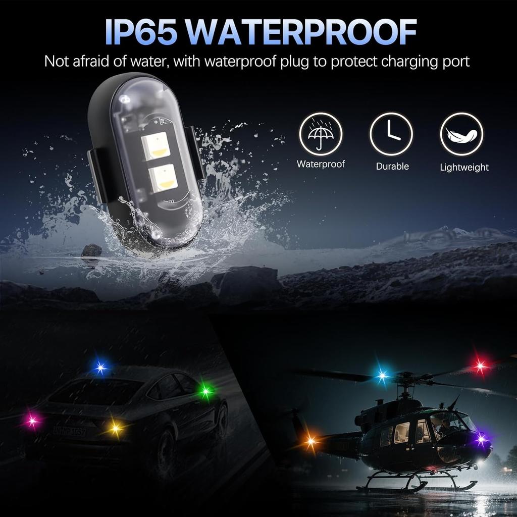 8PCS Wireless LED Lights For Car With Remote Control, High Brightness Wireless LED Strobe Light 8 Colors USB Charge IP65 Waterproof Anti-Collision