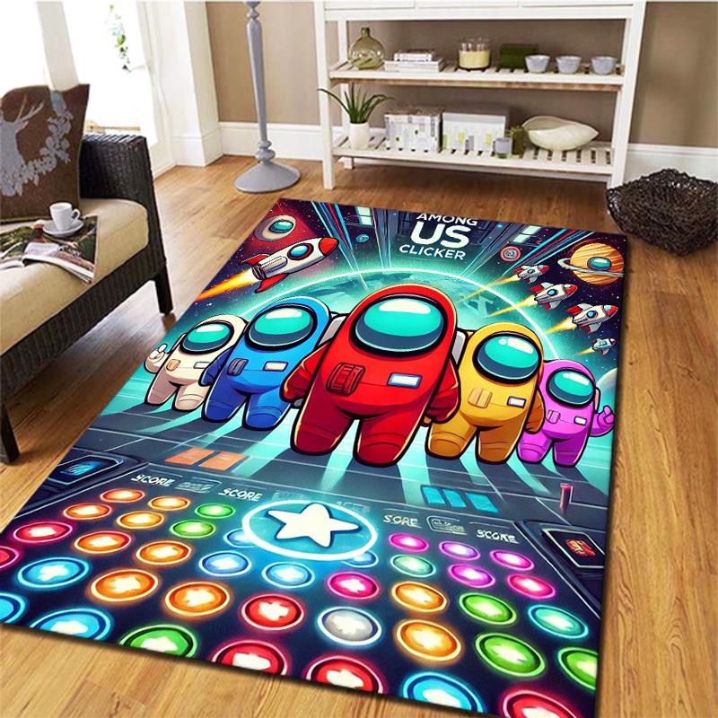 Tappeto Among Us per Soggiorno Camera da Letto Casa Decorazione Divano, Tappetino Antiscivolo per Giochi Bambini