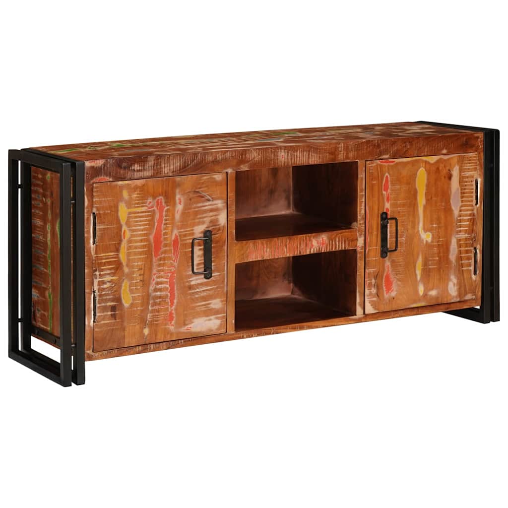 TV Cabinet with Door Multicolored 120 x 33 x 50 cm Solid Reclaimed Wood