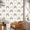 Rainbows and Butterflies Boho Wallpaper, Light Gray and Cream, 50x1000