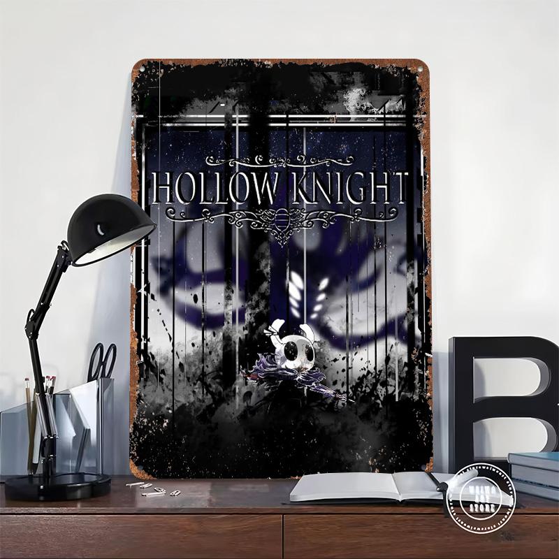 Hollow Knight Spiel Blechposter Benutzerdefinierte Wandkunst Vintage Retro Metallschilder für Ästhetische Raumdekoration Männer Dekoration Gaming