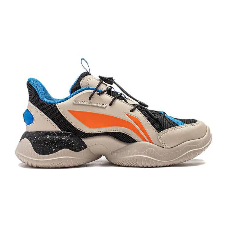 Li-Ning Cloud Shock Absorbing Lightweight Non-Slip Casual Shoes Kids Shoes Black Gray YKCQ198-23