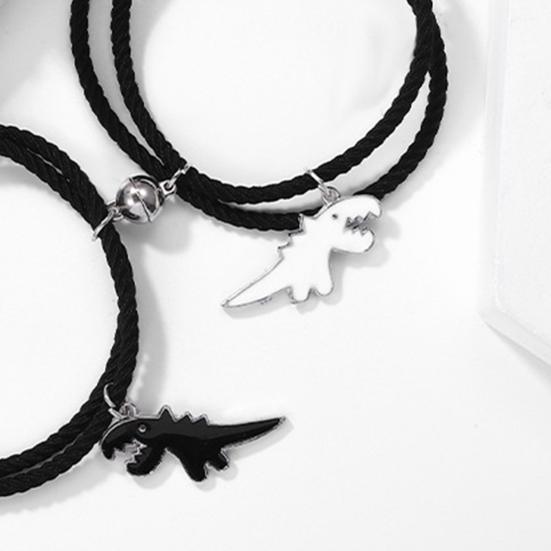 2 Bucăți Brățări Împletite Lucrate Manual Ajustabile Manoperă Fină Elastic Decor Dinozaur Decorează Minimalism Cuplu